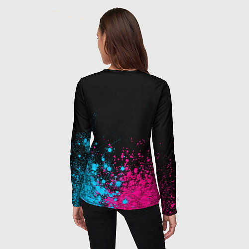 Женский лонгслив Coldplay - neon gradient: символ сверху / 3D-принт – фото 4