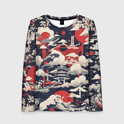 Женский лонгслив Японский замок в облаках