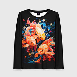 Лонгслив женский Золотые бойцовые рыбки, цвет: 3D-принт
