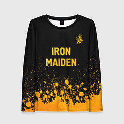 Лонгслив женский Iron Maiden - gold gradient: символ сверху, цвет: 3D-принт