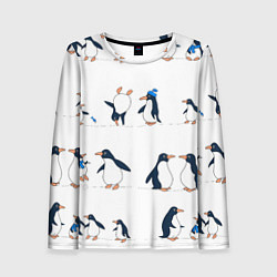 Лонгслив женский Семейство пингвинов на прогулке, цвет: 3D-принт