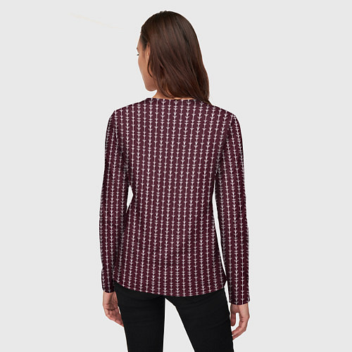 Женский лонгслив Полосы вертикальные бордовый / 3D-принт – фото 4
