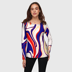 Лонгслив женский Абстракция бежевый с фиолетовым, цвет: 3D-принт — фото 2