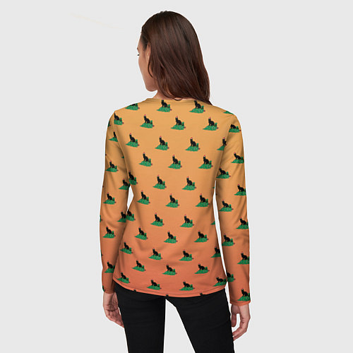 Женский лонгслив Черный кот в новогодней шапке уронил елку / 3D-принт – фото 4