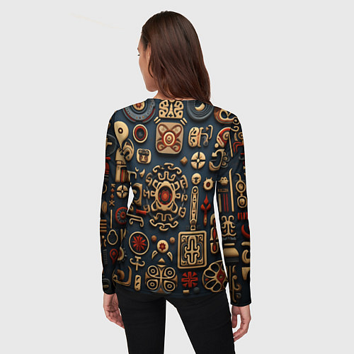 Женский лонгслив Абстрактный паттерн в славянском стиле / 3D-принт – фото 4