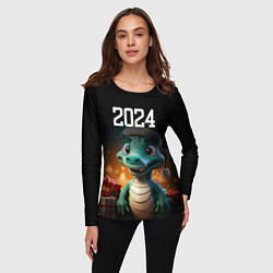 Лонгслив женский Новый год 2024 символ года, цвет: 3D-принт — фото 2