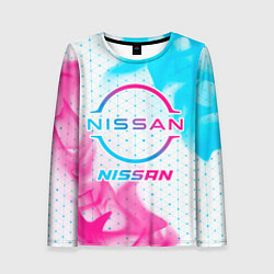 Лонгслив женский Nissan neon gradient style, цвет: 3D-принт