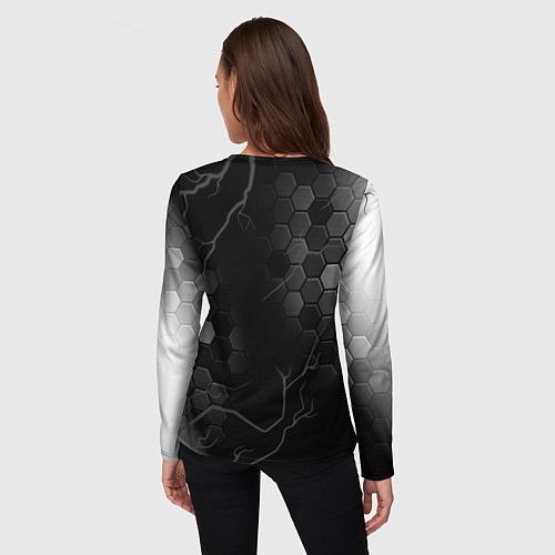Женский лонгслив Valorant glitch на темном фоне / 3D-принт – фото 4