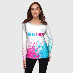 Лонгслив женский In Flames neon gradient style посередине, цвет: 3D-принт — фото 2