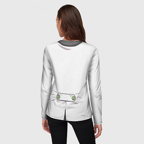 Женский лонгслив Белый мультяшный фрак с шейным платком / 3D-принт – фото 4