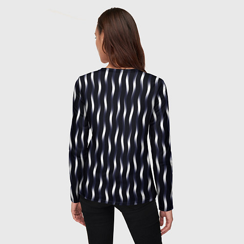 Женский лонгслив Переливающиеся полосы чёрно-фиолетовый / 3D-принт – фото 4