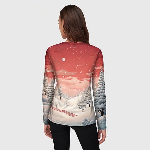 Женский лонгслив Завораживающий зимний пейзаж / 3D-принт – фото 4