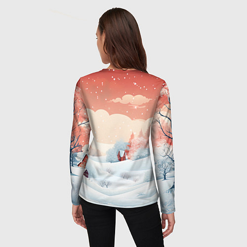 Женский лонгслив Зимняя сказка на пороге / 3D-принт – фото 4