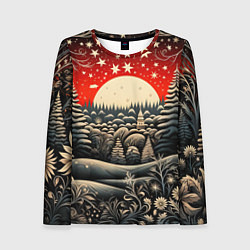 Женский лонгслив Новогодняя сказка зимний рисунок