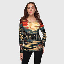 Лонгслив женский Зимнее настроение новогодний рисунок, цвет: 3D-принт — фото 2