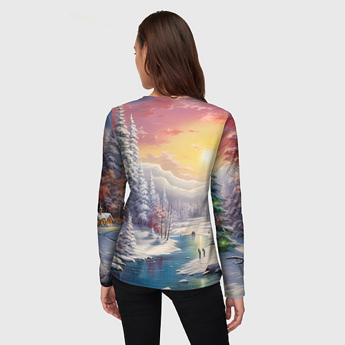 Женский лонгслив Сказочное сияние нового года / 3D-принт – фото 4