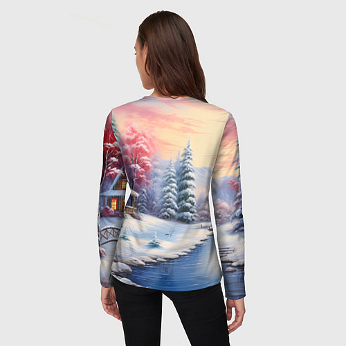 Женский лонгслив Сказочная метель подарков / 3D-принт – фото 4