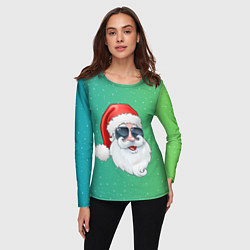 Лонгслив женский Дед Мороз в очках, цвет: 3D-принт — фото 2