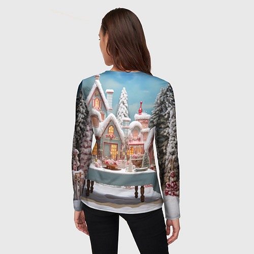 Женский лонгслив Снежный день в городе / 3D-принт – фото 4