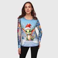 Лонгслив женский Дракон зимние дни, цвет: 3D-принт — фото 2