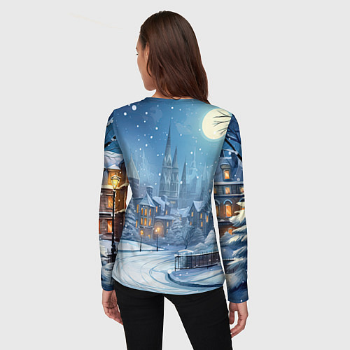 Женский лонгслив Дракон зимний праздник / 3D-принт – фото 4