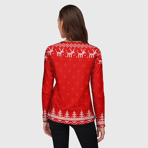Женский лонгслив Новогодний художник: свитер с оленями / 3D-принт – фото 4