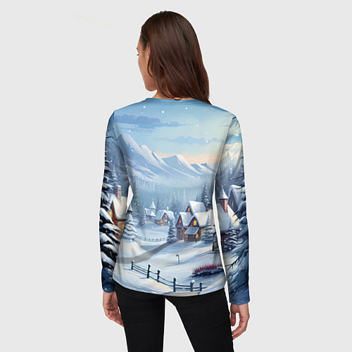 Женский лонгслив Милый зеленый дракончик 2024 / 3D-принт – фото 4