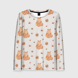 Лонгслив женский Паттерн - пухлый кот, цвет: 3D-принт