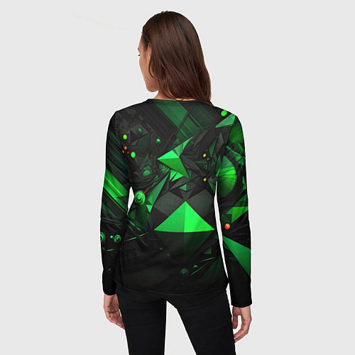 Женский лонгслив Абстрактный лабиринт зелени / 3D-принт – фото 4