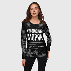 Лонгслив женский Новогодний моряк на темном фоне, цвет: 3D-принт — фото 2