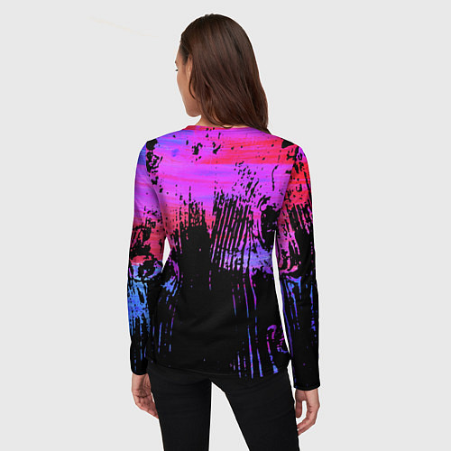 Женский лонгслив Розово синий сочный гранж / 3D-принт – фото 4