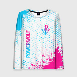 Лонгслив женский Powerwolf neon gradient style вертикально, цвет: 3D-принт