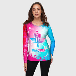 Лонгслив женский Manowar neon gradient style, цвет: 3D-принт — фото 2