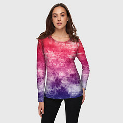Лонгслив женский Абстракция - сине-красный беспорядок, цвет: 3D-принт — фото 2