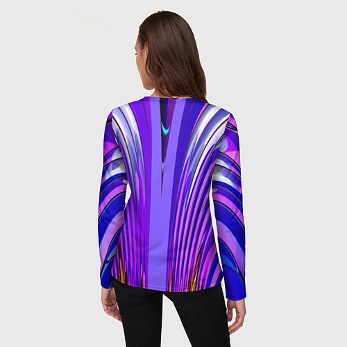 Женский лонгслив Фиолетовые линии и полосы / 3D-принт – фото 4