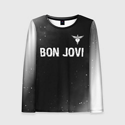 Лонгслив женский Bon Jovi glitch на темном фоне посередине, цвет: 3D-принт