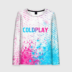 Лонгслив женский Coldplay neon gradient style посередине, цвет: 3D-принт