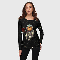 Лонгслив женский Капибара бравый космонавт - фантазия, цвет: 3D-принт — фото 2