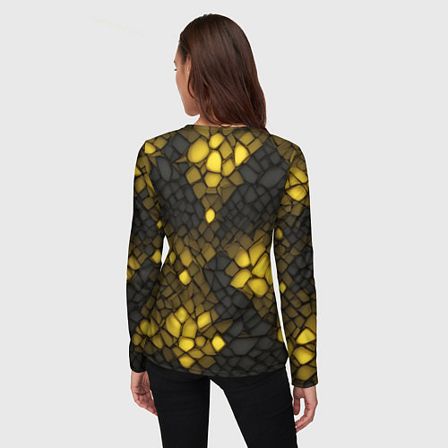 Женский лонгслив Жёлтый трескающийся камень / 3D-принт – фото 4
