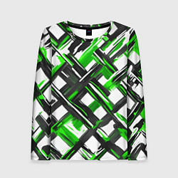 Лонгслив женский Зелёные и чёрные мазки, цвет: 3D-принт