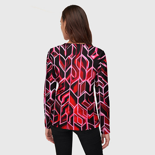 Женский лонгслив Красный узор / 3D-принт – фото 4
