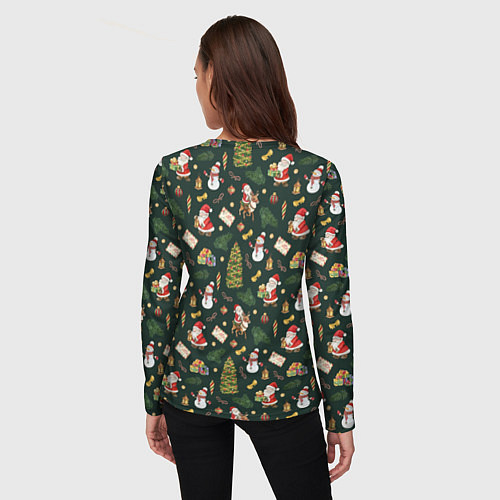 Женский лонгслив Новогодняя встреча / 3D-принт – фото 4
