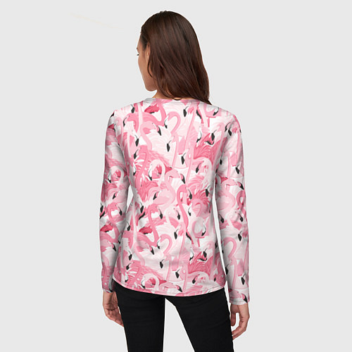Женский лонгслив Стая розовых фламинго / 3D-принт – фото 4