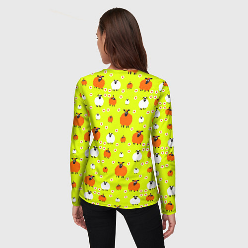 Женский лонгслив Стадо овец в поле / 3D-принт – фото 4