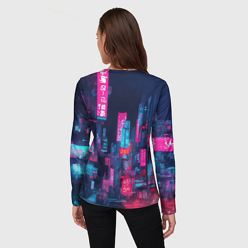 Женский лонгслив Девушка в неоном свете / 3D-принт – фото 4