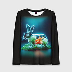 Лонгслив женский Прозрачный стеклянный кролик с овощами, цвет: 3D-принт