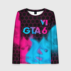 Лонгслив женский GTA 6 - neon gradient посередине, цвет: 3D-принт