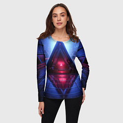 Лонгслив женский Фиолетовое свечение за треугольной абстракцией, цвет: 3D-принт — фото 2