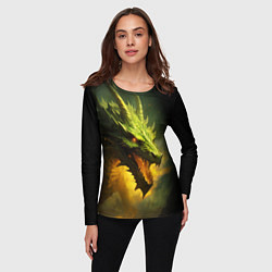 Лонгслив женский Злой зеленый дракон 2024, цвет: 3D-принт — фото 2