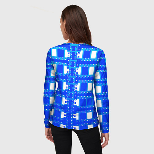 Женский лонгслив Синие и белые квадраты / 3D-принт – фото 4